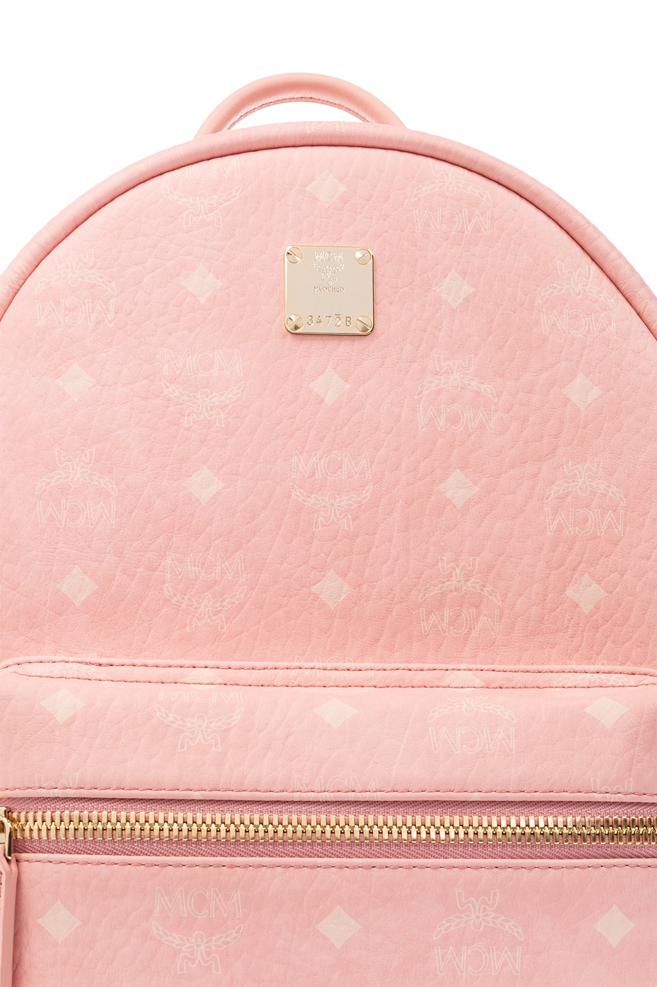 Mcm pink discount leather backpack